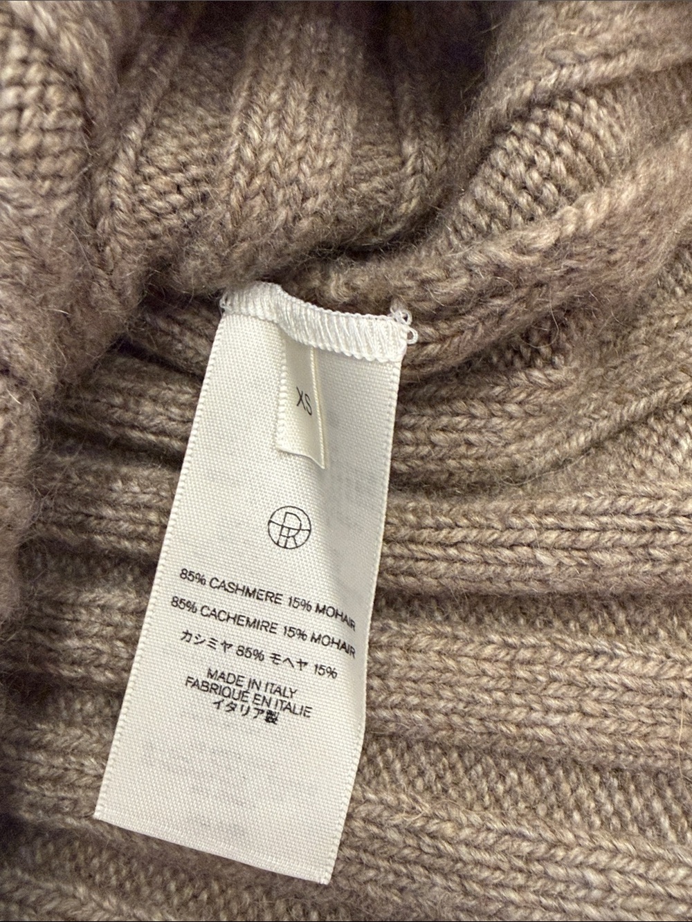 The Row Ribbed Cowl Turtleneck Sweater - Taupe Beige - Picture 2 of 3